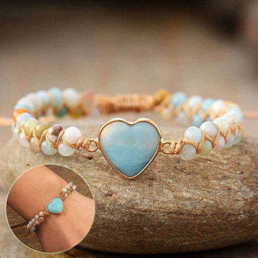 HeartCharm - Bracelet Cœur en Amazonite